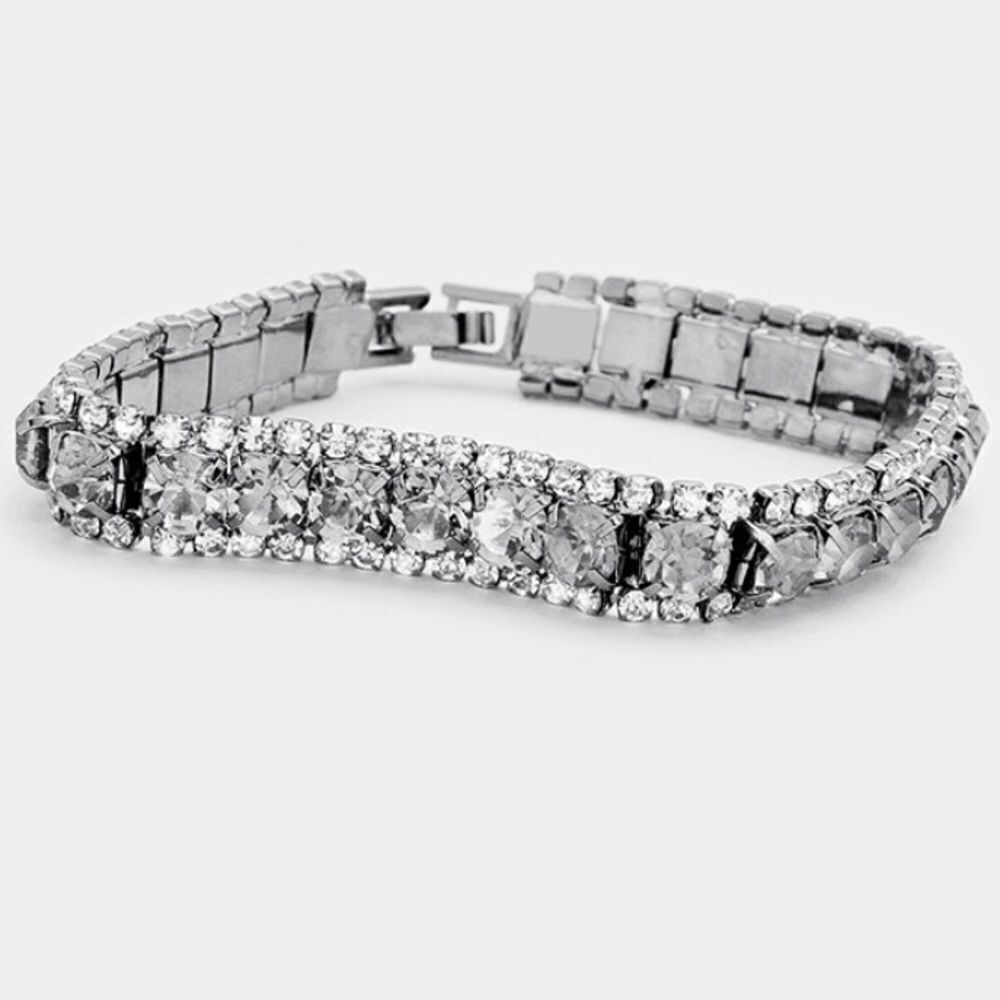 Marquisecrystal Rhinestone Trim Eveningbracelet
